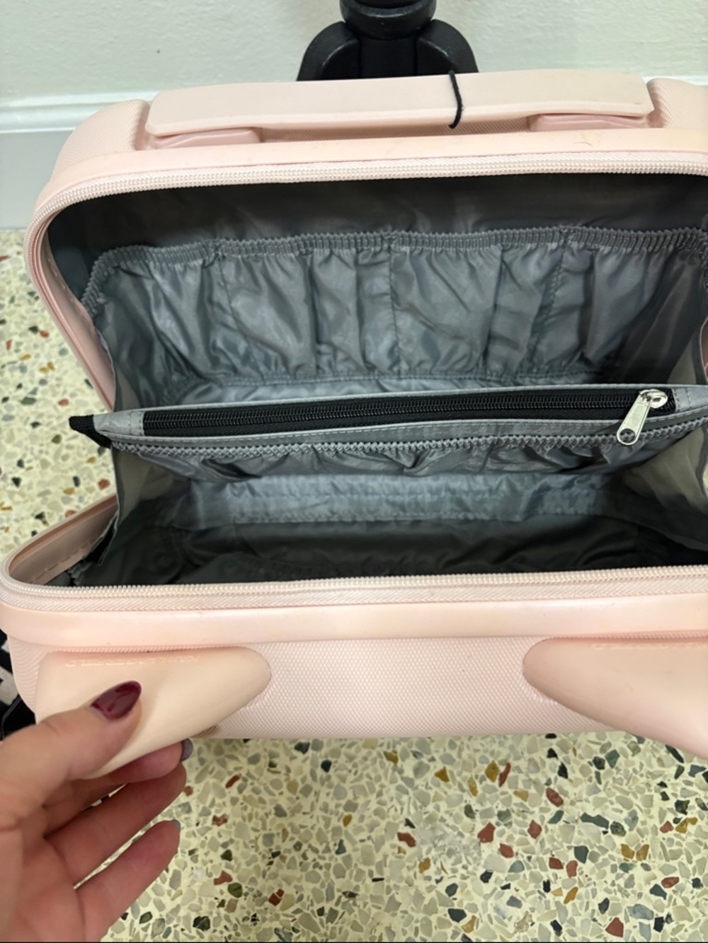 Karl Lagerfeld Pale Pink Embossed Hardcase Crossbody with Branded Strap - Picture 8 of 10